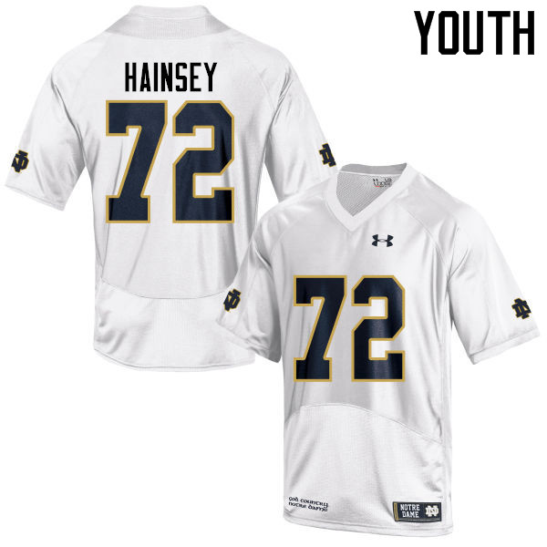 Youth #72 Robert Hainsey Notre Dame Fighting Irish College Football Jerseys-White